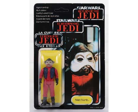 Palitoy General Mills Star Wars Return of The Jedi Tri Logo Nien Nunb Vintage Original Carded Figure, 3 ¾ inches mint, factor