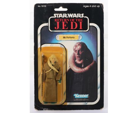Kenner Star Wars Return of The Jedi Bib Fortuna Vintage Original Carded Figure, 3 ¾ inches mint, factory sealed bubble (yello
