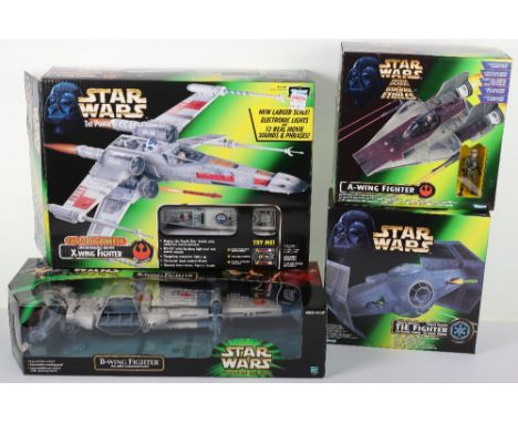 Kenner Star Wars The Power of The Force X-Wing Fighter, 1998 issue, Kenner Tie Fighter 1997 issue, Kenner A-Wing Fighter, 199