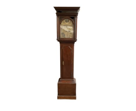 John Agar of  York - mid 18th century mahogany 8-day longcase clock, with a flat topped pediment and blind fretwork frieze, f