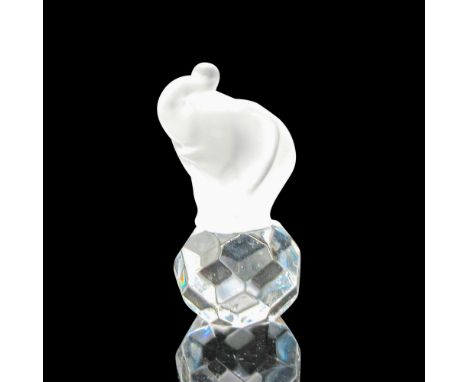 Frosted figural standing on faceted ball. E &amp; R acid mark. This item has its original box: 4"H x 3.25"dia. Issued: c. 198