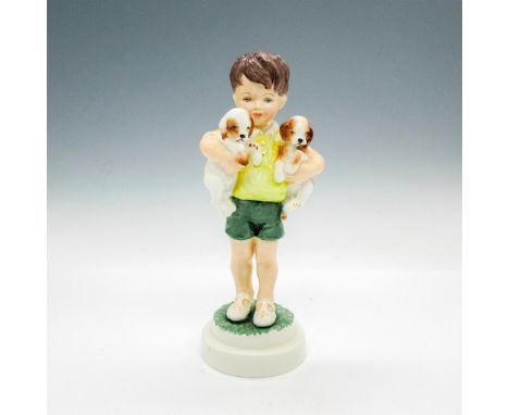 Adorable glazed figural holding 2 puppies. Royal Worcester backstamp. 3519. Artist: F.G. DoughtyIssued: 20th centuryDimension