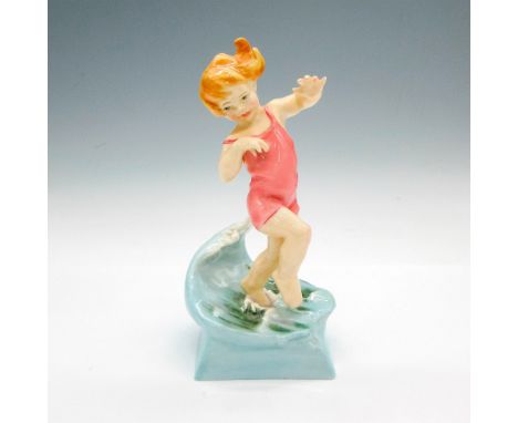 Glazed figural of little girl playing in waves. Royal Worcester backstamp. 3440. Artist: F.G. DoughtyIssued: 20th centuryDime