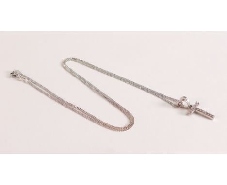 Diamond Letter T Initial Necklace - Solid 9ct white gold chain, hallmarked 375.  Necklace length 18 inches
Pendent size: 19mm