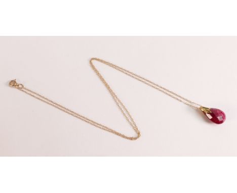 Briolette Cut Ruby Pendant Necklace 4ct in 9ct Gold
Ruby Pendant Necklace handcrafted in solid gold. Single 4 ct genuine ruby