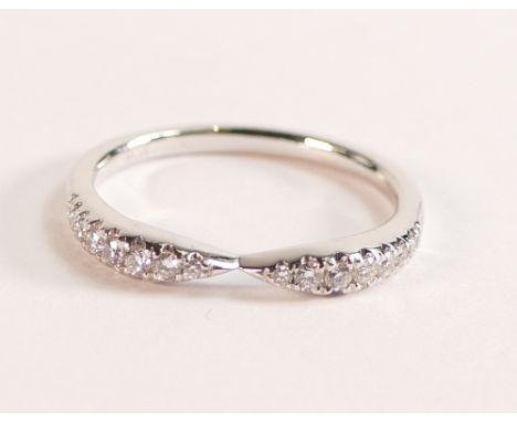 ROX 18ct White Gold Diamond Bow Stacking Ring, approx carat weight is 0.20ct, ring size J,  weight 2.4g. 