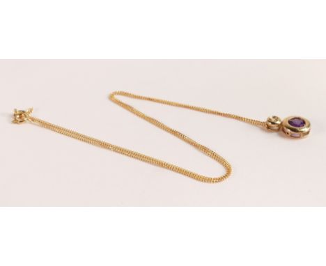. Amethyst and Diamond Necklace on 9ct Gold Necklace
Pendent size is 15.6mm by 9.8mm
Brilliant cut white diamond: 1.9mm
Brill