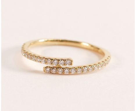 ROX 18ct Yellow Gold Diamond Cross Over Ring, twenty eight brilliant cut sparkly white diamonds, carat weight approx 0.20ct, 