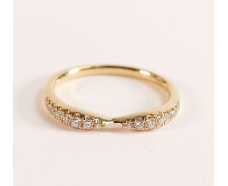 ROX 18ct Yellow Gold Diamond Bow Stacking Ring, approx carat weight is 0.20ct, size M, weight 2.4g. 