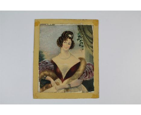 Antique Portrait Miniature Watercolours. The finely painted 3/4 portrait miniature/watercolour depicting a Victorian lady, ap