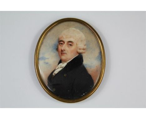 Attributed to John Cox Dillman Engleheart (1750-1829) Portrait Miniature. The oval miniature depicting a gentleman, approx 65