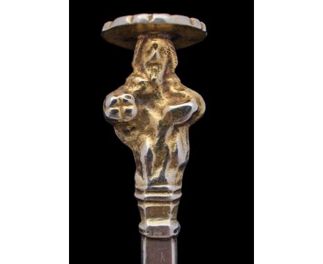 A mid 17th century provincial silver Apostle spoon, no maker's mark, Exeter circa 1660: the reverse of the bowl with pricked 