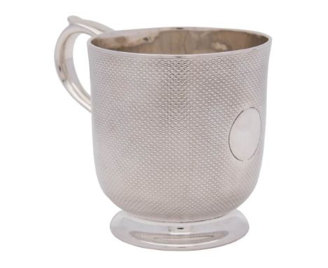 A Victorian silver mug, maker Edward &amp; John Barnard, London, 1864: with engine turned decoration, on a spreading circular