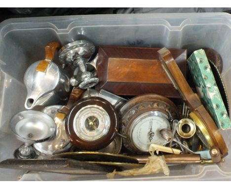 A 19th Century tea caddy, Picquot ware etc