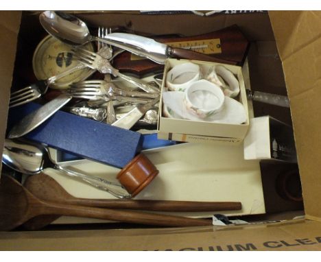 Various cutlery, barometer etc