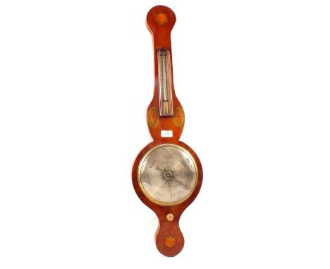 An aneroid barometer in shell inlaid mahogany case, signed A.Intross, Rochester Bridge