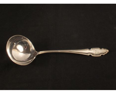 A silver soup ladle with family crest, Sheffield