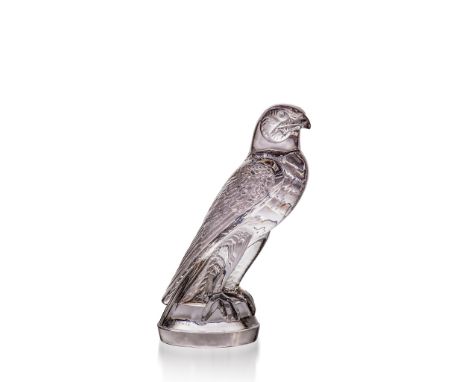 René Lalique (French 1860-1945) FAUCON CAR MASCOT, NO. 1124 designed 1925 clear and frosted moulded R. LALIQUE, wheel-engrave
