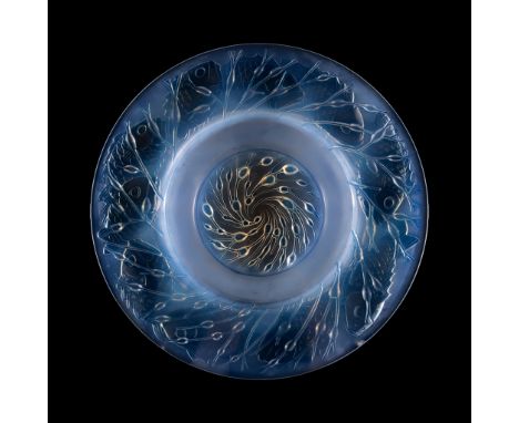 ‡ René Lalique (French 1860-1945) ANVERS BOWL, NO. 408 designed 1930 opalescent and blue stained stencilled R. LALIQUE FRANCE