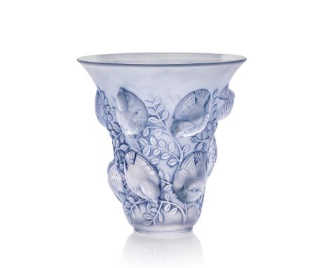 ‡ René Lalique (French 1860-1945) ST FRANÇOIS VASE, NO. 1055 designed 1930 clear, frosted and blue stained stencilled R. LALI