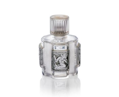 ‡ Lalique HÉLÈNE SCENT BOTTLE executed Post-War clear, frosted and blue stained engraved Lalique(14cm (5 1/2in) high)Footnote