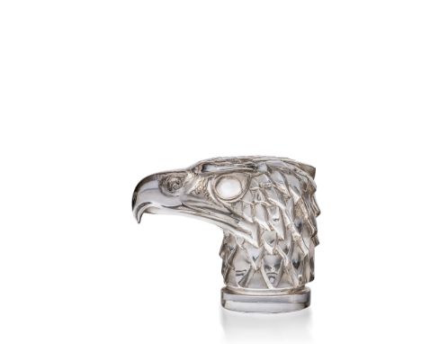 LALIQUE TÊTE D'AIGLE CAR MASCOT executed early Post-War clear, frosted and grey stained moulded R. LALIQUE FRANCE(11cm (4 3/8