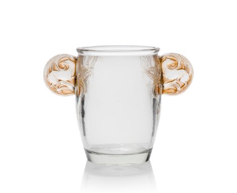 René Lalique (French 1860-1945) YVELINES VASE, NO. 975 designed 1926 clear, frosted and sepia stained wheel-engraved R. LALIQ