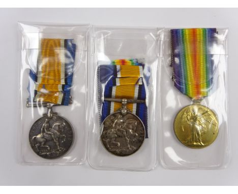 WW1 pair of medals comprising British War medal and Victory medal (lacking suspender) awarded to 3-19576 Pte. E. Hardy Leic. 