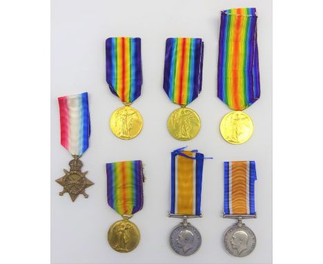 Seven WW1 medals of Yorkshire interest comprising British War medals to 3735 Pte. T.W. Smith York. Dns. and 1665 Pte. H. Gill