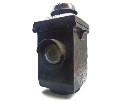 Bull's eye railway lantern by Lamp Manufacturing and Railway Supplies Ltd of London Bo.196218, the hinged top marked S40A and