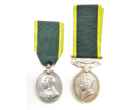 George V Territorial Force Efficiency Medal awarded to T4-244837 Sjt. H. Ogden R.A.S.C. and George VI Territorial Efficiency 