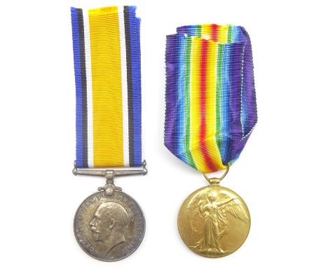 WW1 pair of medals comprising British War medal adn Victory medal awarded to 4204 Pte. A.F. Moring 15-Lond. R. Condition Repo