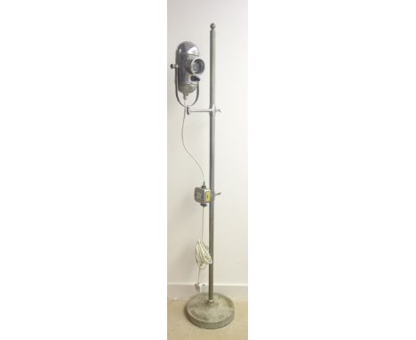 Mid-20th century 'Chiron' surgical floor lamp manufactured by Meyer & Phelps of London, chromed metal with adjustable electri