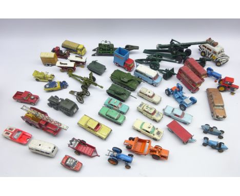 Various makers - quantity of unboxed and playworn die-cast models including military and farm vehicles, Dinky Ford Transit Va