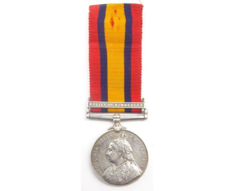 Victorian Queen's South Africa medal awarded to 2324 Sq. Q.M. Sjt. R. Cumming 6/Dn. Gds. with Relief of Kimberley bar Conditi