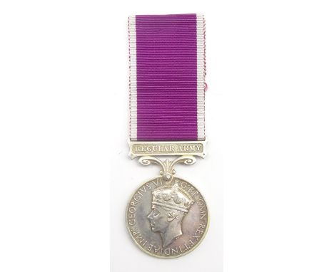 George VI Army Long Service and Good Conduct medal with fixed 'Regular Army' suspender awarded to 7875584 Sjt. F. Thurlwell R