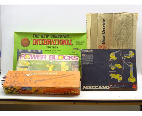 Subbuteo International Edition, boxed, with four boxed teams and quantity of loose figures, Mattel Hot Wheels Rumblers Mean M