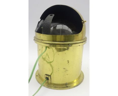 Ship's brass dome topped binnacle of cylindrical form with electrically lit gimbal mounted compass and revolving cover No.B16