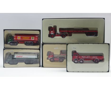 Corgi - five Premium Limited Edition lorries comprising BRS Scammell Crusader Flatbed Trailer, BRS AEC Mandator Flatbed Trail