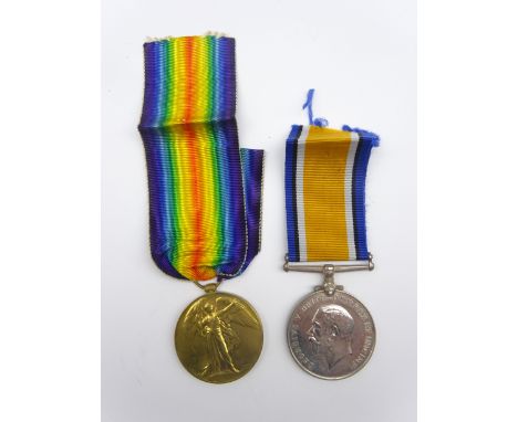 WW1 pair of medals comprising British War medal and Victory medal awarded to 33036 Pte. G.T. Jones Bedf. R. Condition Report 