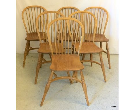 6 handmade stick back chairs 