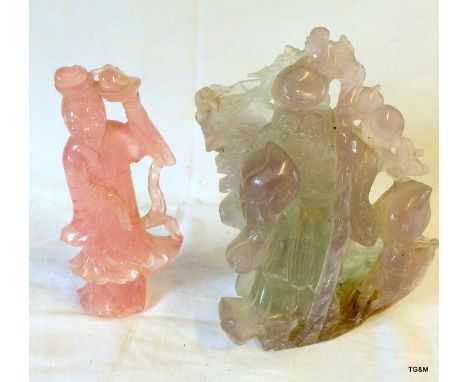 A pair of carved Jade/Hardstone figures