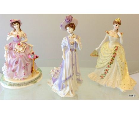 3 x Royal Worcester Ltd edition China Figures of Ladies 