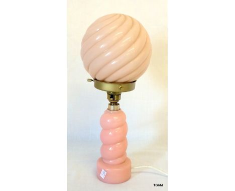A Pink Vaseline Glass Art Deco Lamp