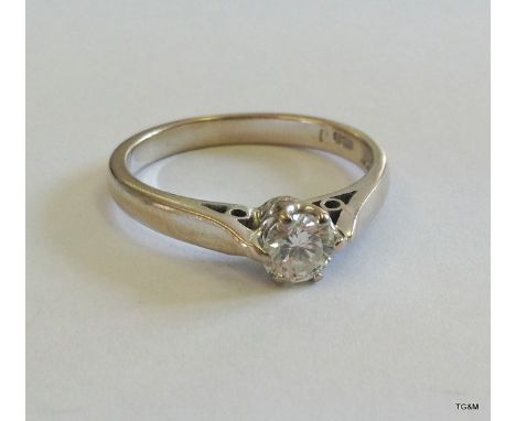 18ct white gold ladies solitaire diamond ring approx 0.25ct size m