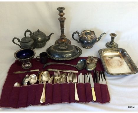 A Quantity of Silver Plate To Include Flatware and Silver.