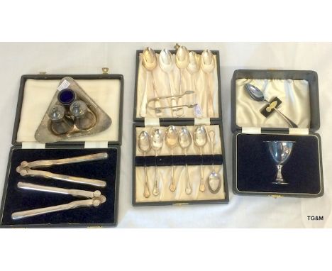 A Set of Silver Tea Spoons and Other Silver Plate Items.