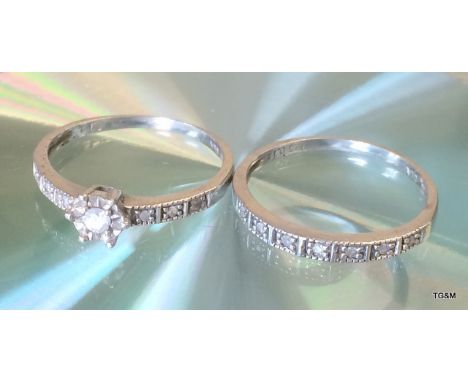 2 x Silver & Diamond Rings