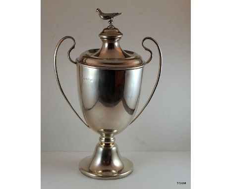 Silver Trophy Cup Set With A Pigeon Finial