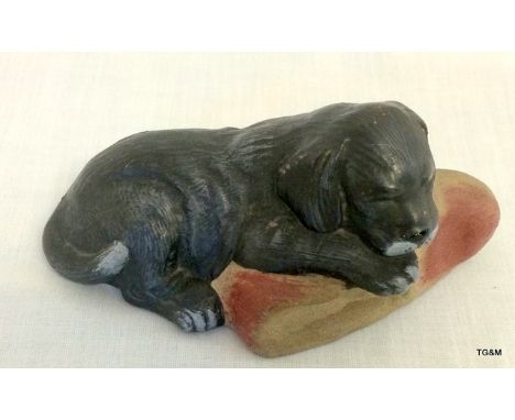 Poole Pottery stoneware Puppy Dog with slipper by Barbara Linley Adams